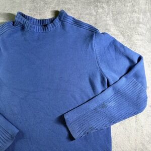Victorinox Ribbed Accent Mock Neck Sweater Mens XL Blue (Read)
